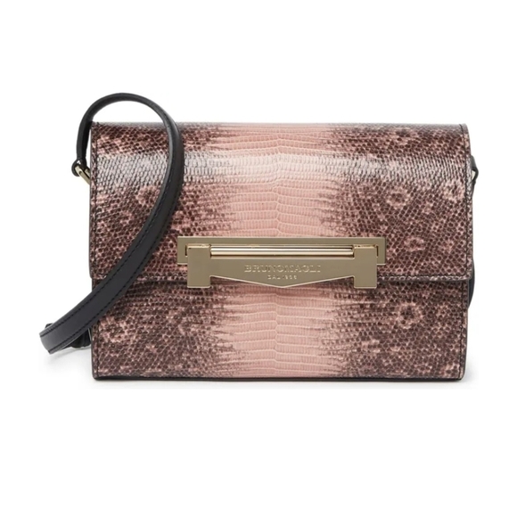 BRUNO MAGLI Colorblock Embossed Lizard Leather Crossbody Bag - Picture 1 of 5